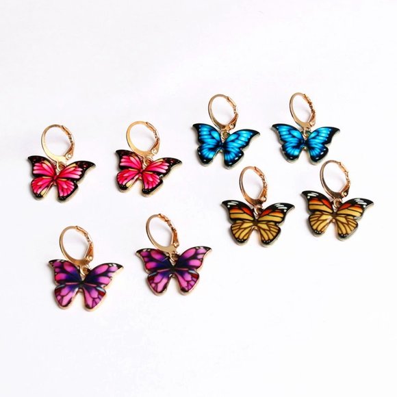 LiveChicStyle Jewelry - Cute Enamel Butterfly Gold  Earrings